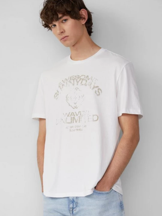 Foto van product Basic T-shirt met print QS wit