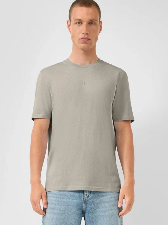 Foto van product Basic T-shirt met ronde hals en logoprint QS beżowy