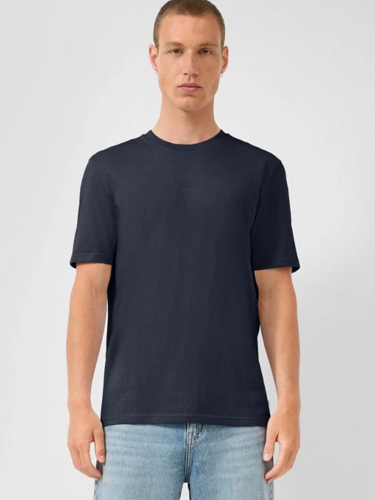 Foto van product Basic T-shirt met ronde hals en logoprint QS blauw