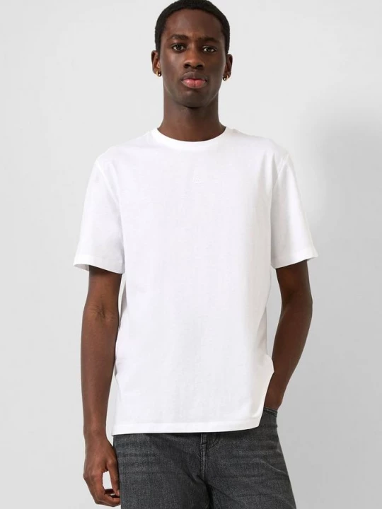 Foto van product Basic T-shirt met ronde hals en logoprint QS wit