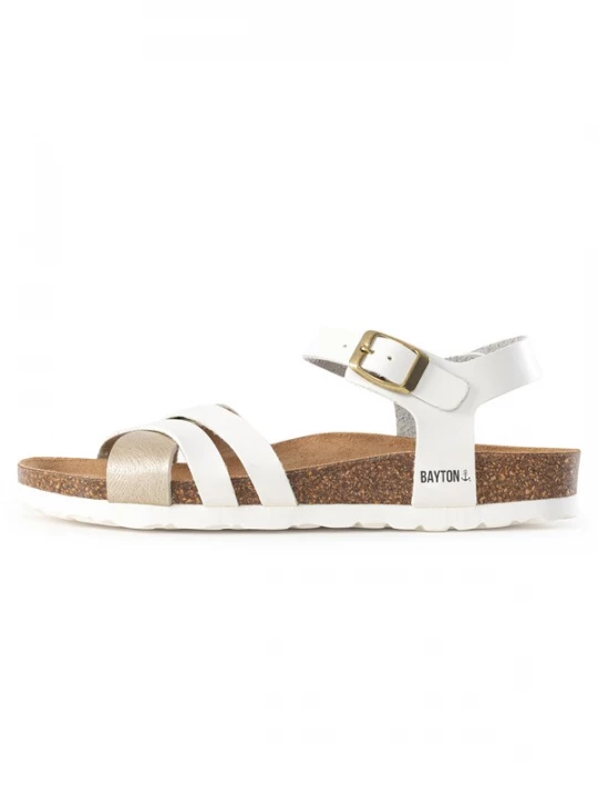 Foto van product Bayton Sandalen met riem 'Denia' goud / wit