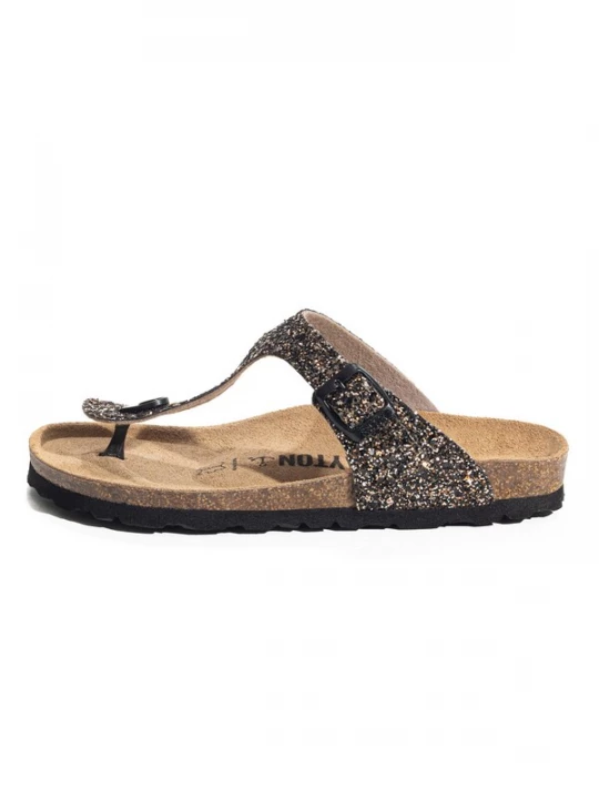 Foto van product Bayton Teenslipper 'Melia' brons / goud / zwart