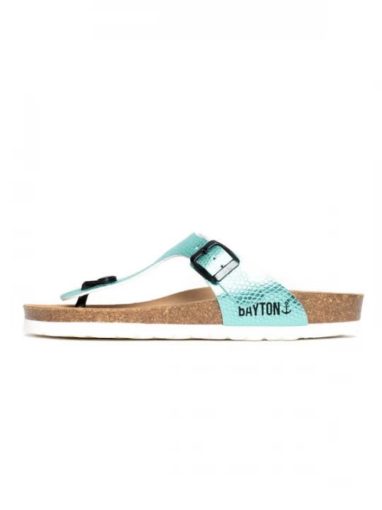 Foto van product Bayton Teenslipper 'Mercure' lichtbruin / mintgroen / zwart / wit