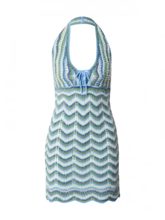 Foto van product BDG Urban Outfitters Gebreide jurk blauw / lichtblauw / groen / wit