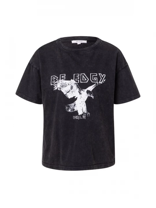Foto van product BE EDGY Shirt 'Ola' zwart gemêleerd / offwhite
