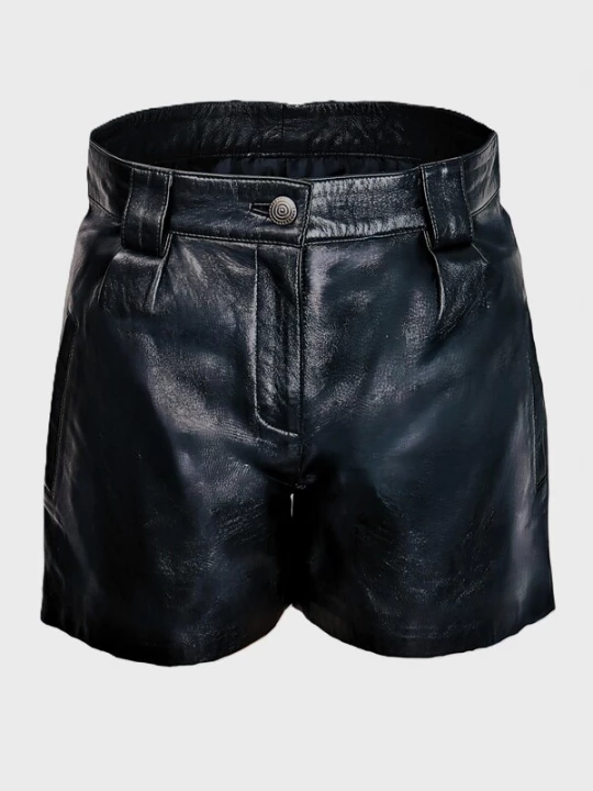 Foto van product Be Noble Bandplooibroek 'Leder Shorts im eleganten Style' zwart Be Noble