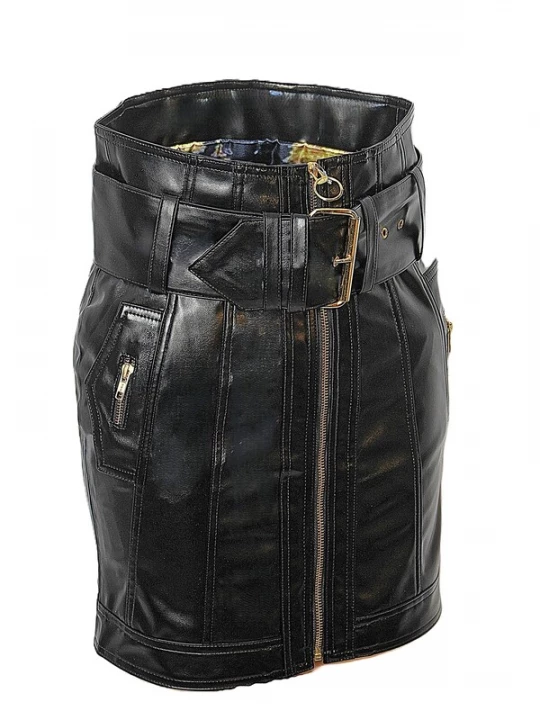 Foto van product Be Noble Rok 'Lederrock aus Kunstleder in schwarzer Lackoptik' zwart Be Noble