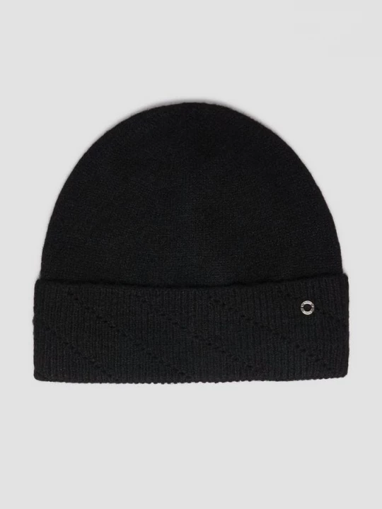 Foto van product Beanie van fijn breisel met ajourpatroon s.Oliver zwart