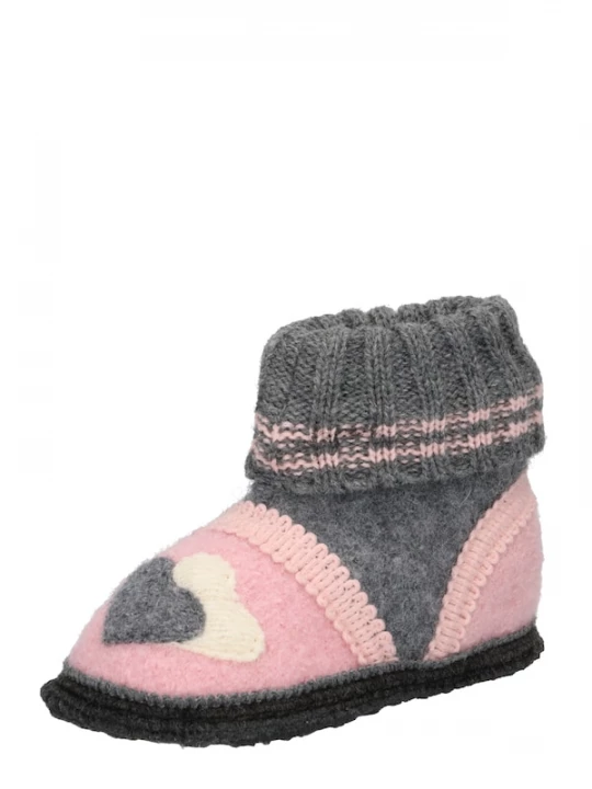 Foto van product BECK Huisschoenen 'Little Hearts' basaltgrijs / rosa / wit