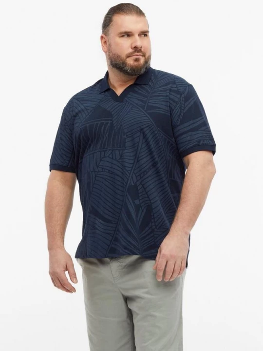 Foto van product Bedrukte polo van katoen / linnenmix s.Oliver blauw