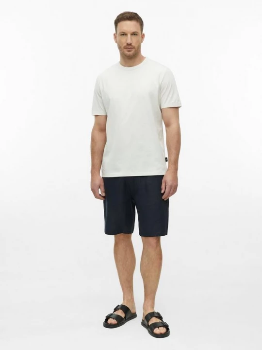 Foto van product Bermuda van 100% linnen met elastische tailleband s.Oliver blauw