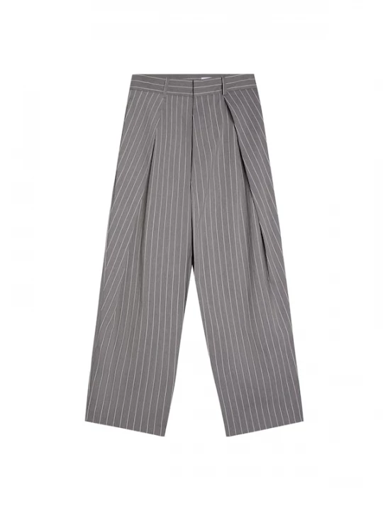 Foto van product Bershka Bandplooibroek grijs / wit