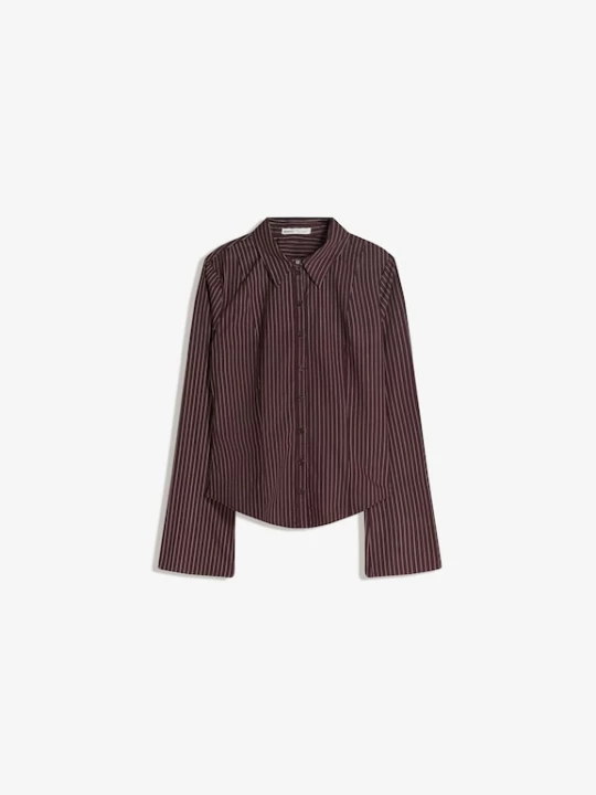 Foto van product Bershka Blouse chocoladebruin / wit