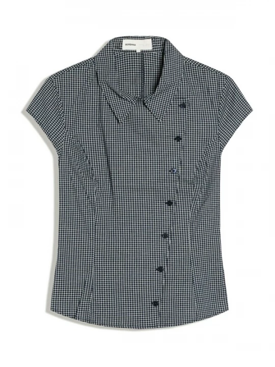 Foto van product Bershka Blouse donkerblauw / wit