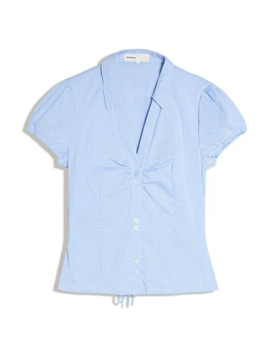 Foto van product Bershka Blouse lichtblauw / zwart / wit