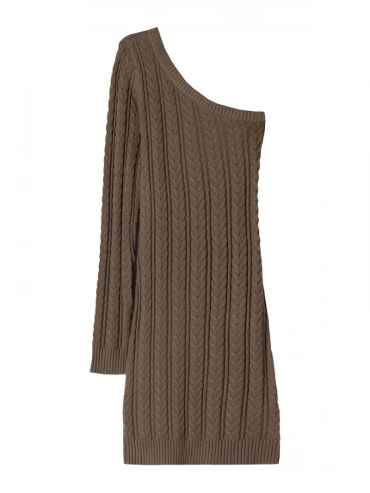 Foto van product Bershka Gebreide jurk bruin