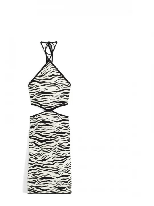 Foto van product Bershka Gebreide jurk zwart / wit