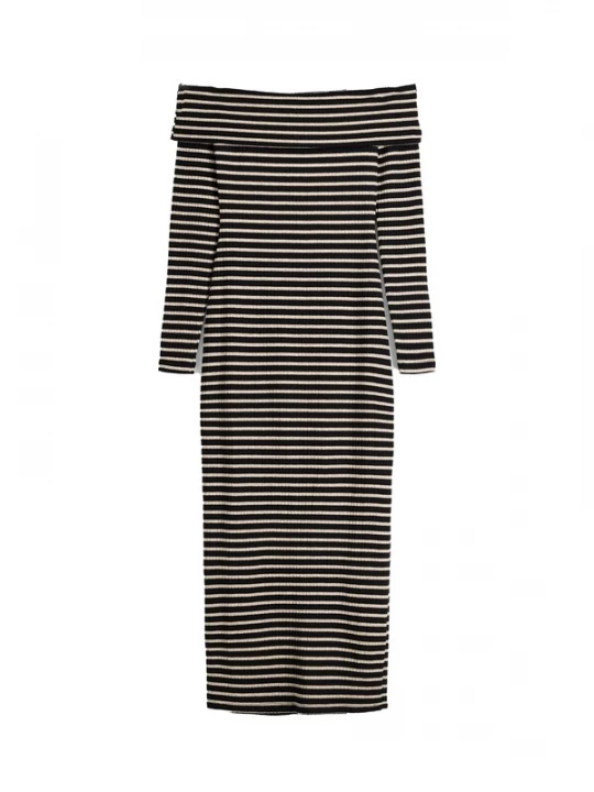Foto van product Bershka Gebreide jurk zwart / wit
