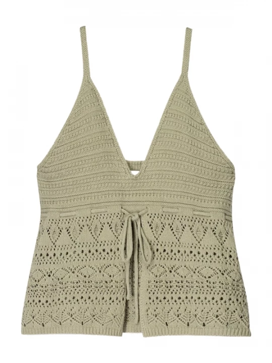 Foto van product Bershka Gebreide top donkerbeige