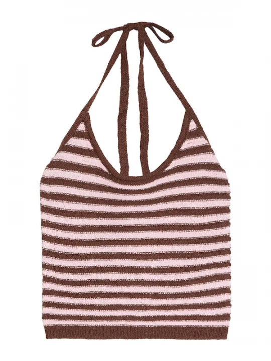 Foto van product Bershka Gebreide top donkerbruin / rosa