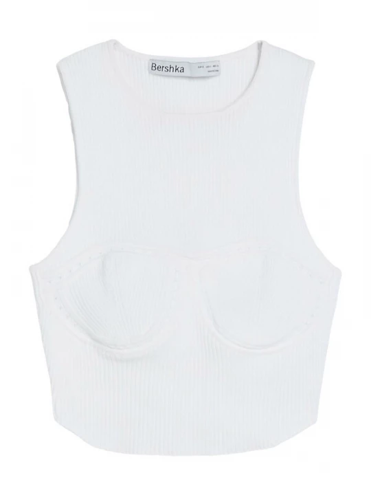Foto van product Bershka Gebreide top offwhite