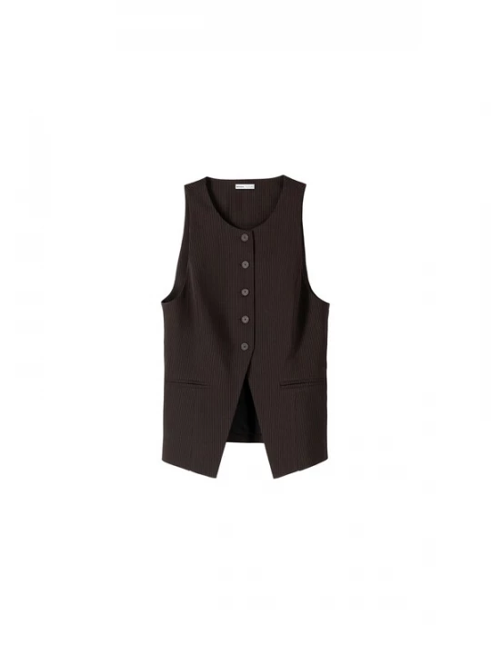 Foto van product Bershka Gilet donkerbruin / donkergrijs