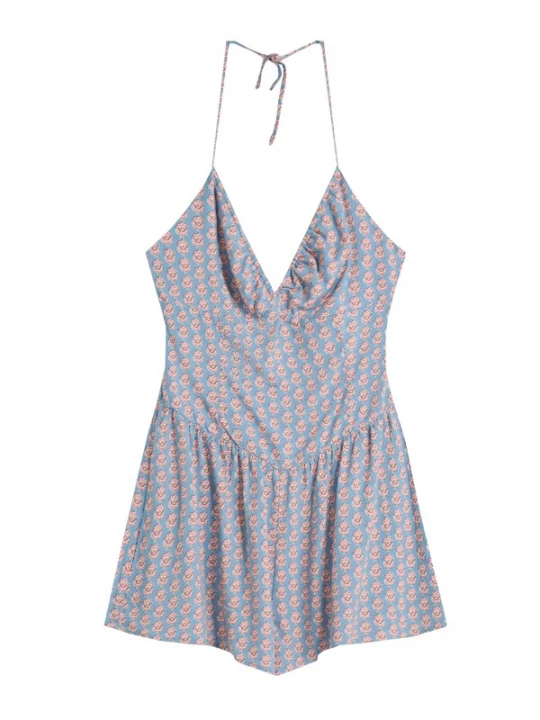 Foto van product Bershka Jumpsuit beige / lichtblauw / donkerlila / oudroze