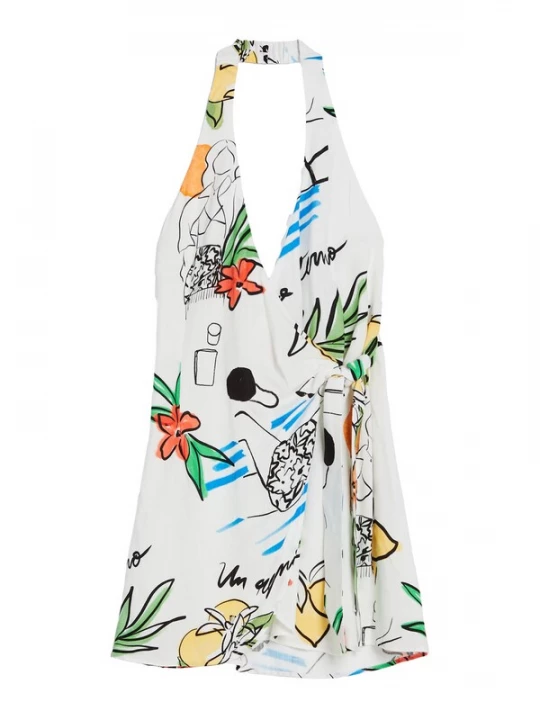 Foto van product Bershka Jurk blauw / groen / oranje / wit