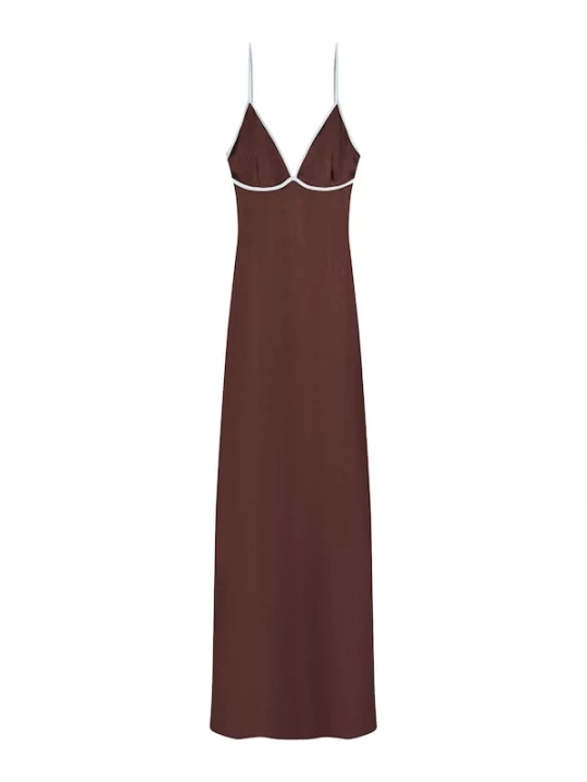 Foto van product Bershka Jurk chocoladebruin / wit