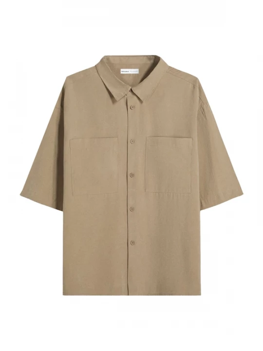 Foto van product Bershka Overhemd donkerbeige