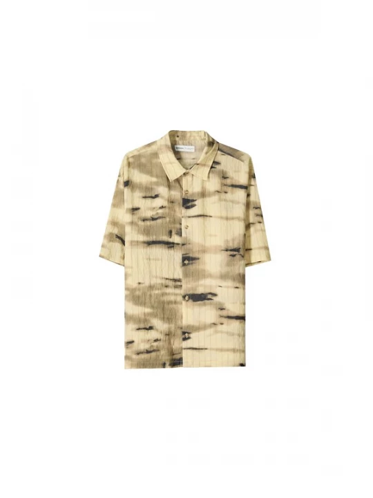 Foto van product Bershka Overhemd donkerbeige / pasteelgeel / zwart