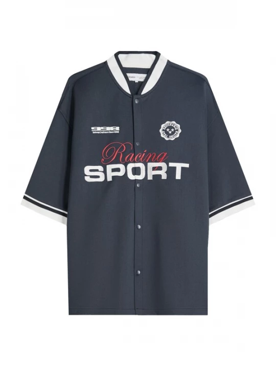 Foto van product Bershka Overhemd navy / bloedrood / wit