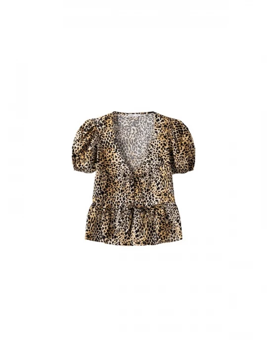 Foto van product Bershka Shirt beige / camel / zwart