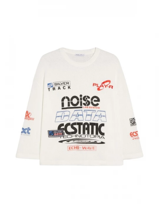 Foto van product Bershka Shirt blauw / kersrood / zwart / wit