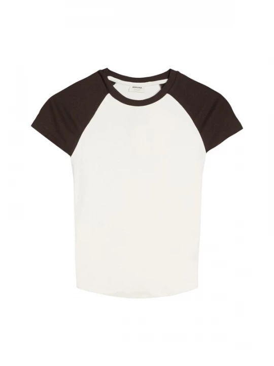 Foto van product Bershka Shirt chocoladebruin / wit