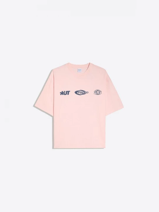 Foto van product Bershka Shirt donkerblauw / donkeroranje / rosa / oudroze