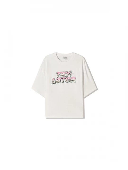 Foto van product Bershka Shirt kaki / rosa / zwart / wit