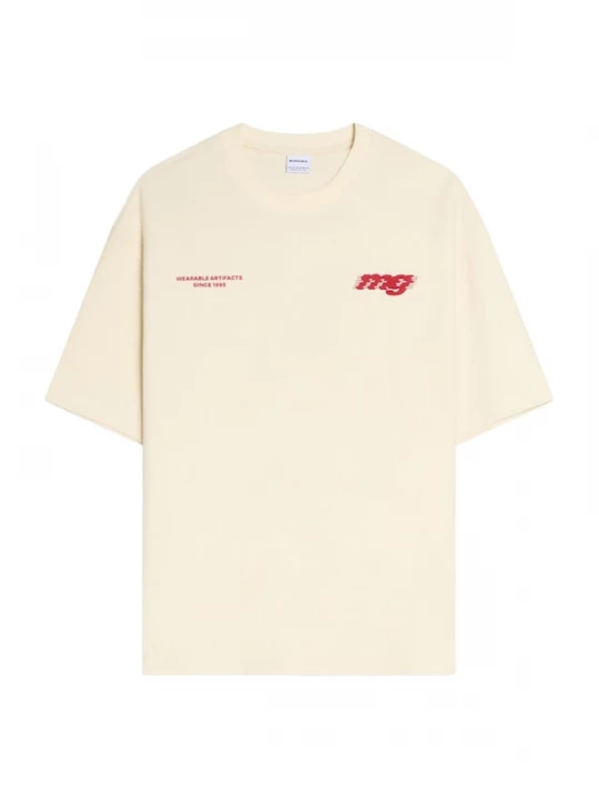 Foto van product Bershka Shirt lichtbeige / rood