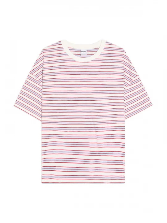 Foto van product Bershka Shirt lichtblauw / karmijnrood / wit
