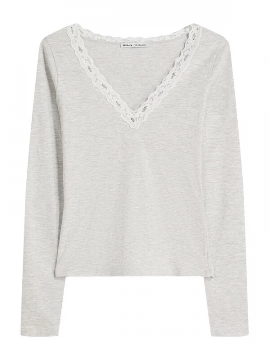 Foto van product Bershka Shirt lichtgrijs