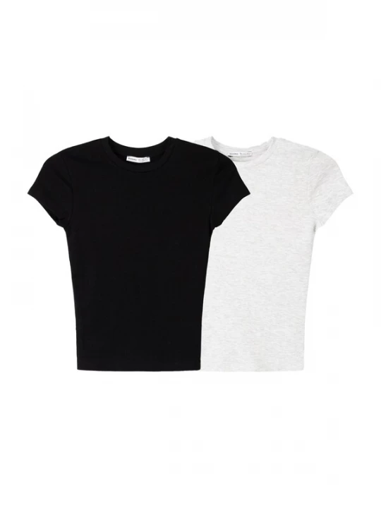 Foto van product Bershka Shirt lichtgrijs / zwart