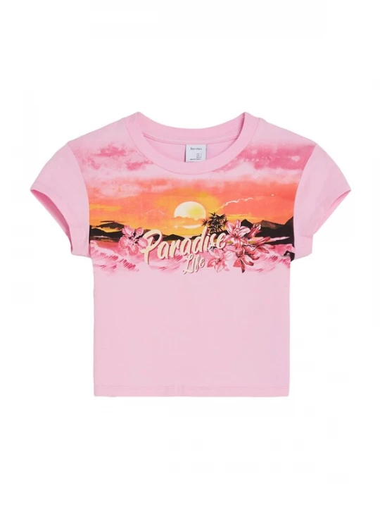 Foto van product Bershka Shirt oranje / fuchsia / rosa / zwart