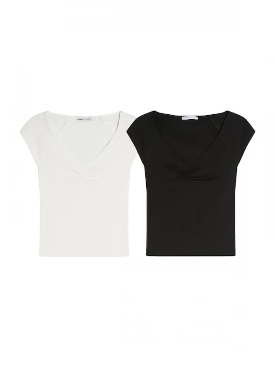 Foto van product Bershka Shirt zwart / offwhite