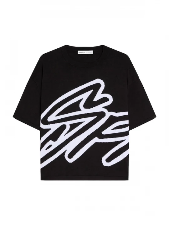 Foto van product Bershka Shirt zwart / wit