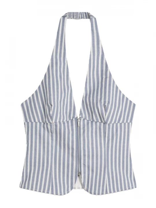 Foto van product Bershka Top donkerblauw / wit
