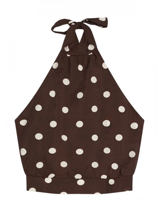 Foto van product Bershka Top donkerbruin / wit