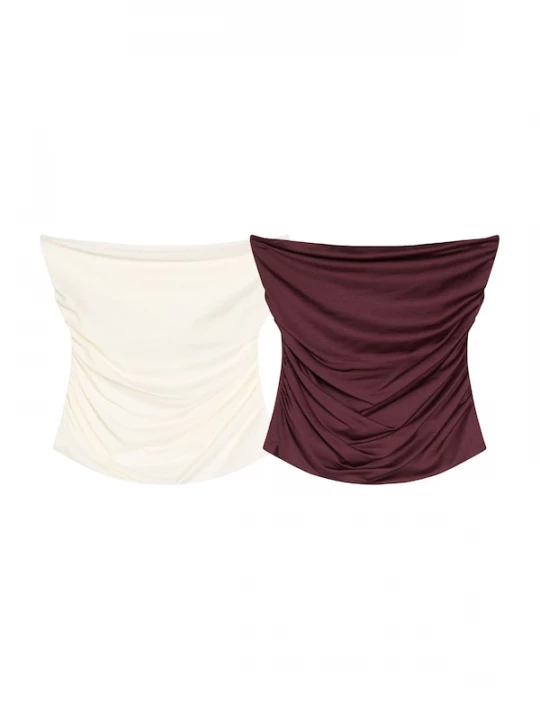 Foto van product Bershka Top wijnrood / offwhite