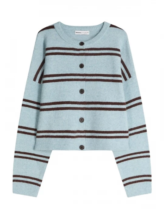 Foto van product Bershka Trui donkerbruin / mintgroen