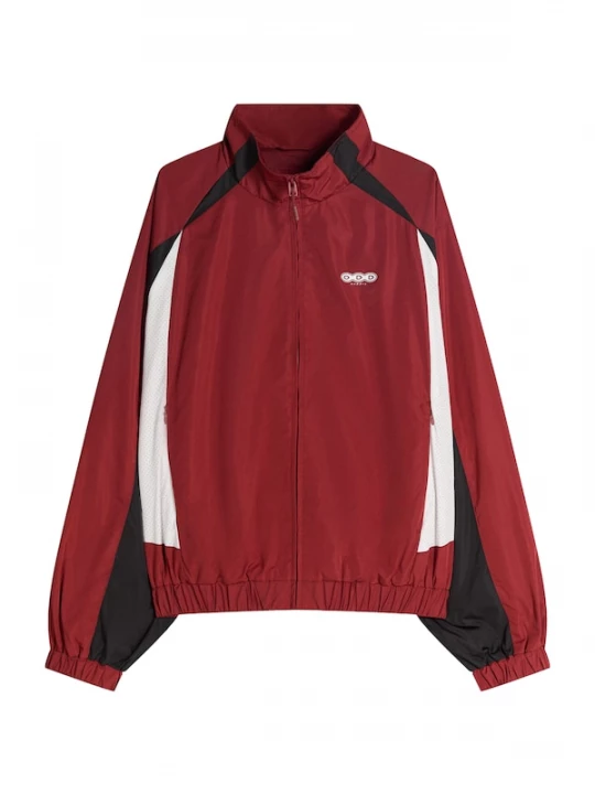 Foto van product Bershka Tussenjas donkerrood / zwart / wit