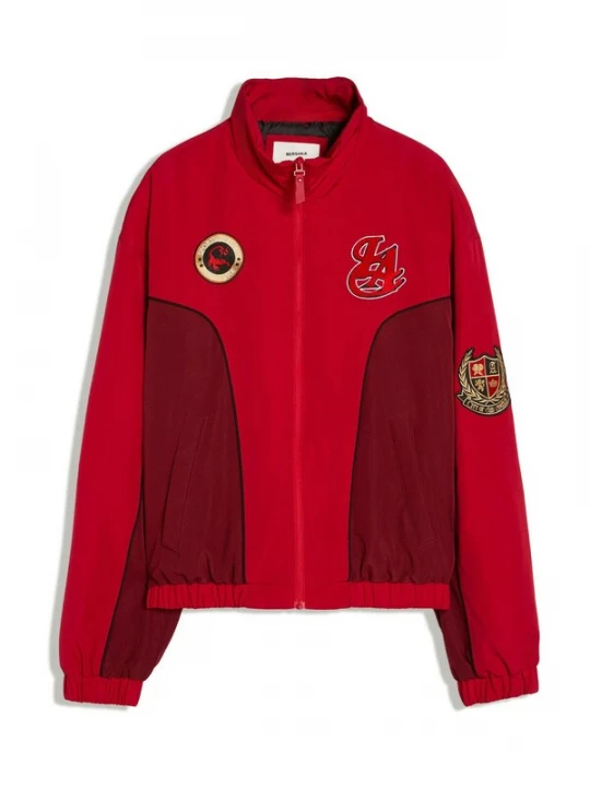 Foto van product Bershka Tussenjas goud / rood / donkerrood / wit